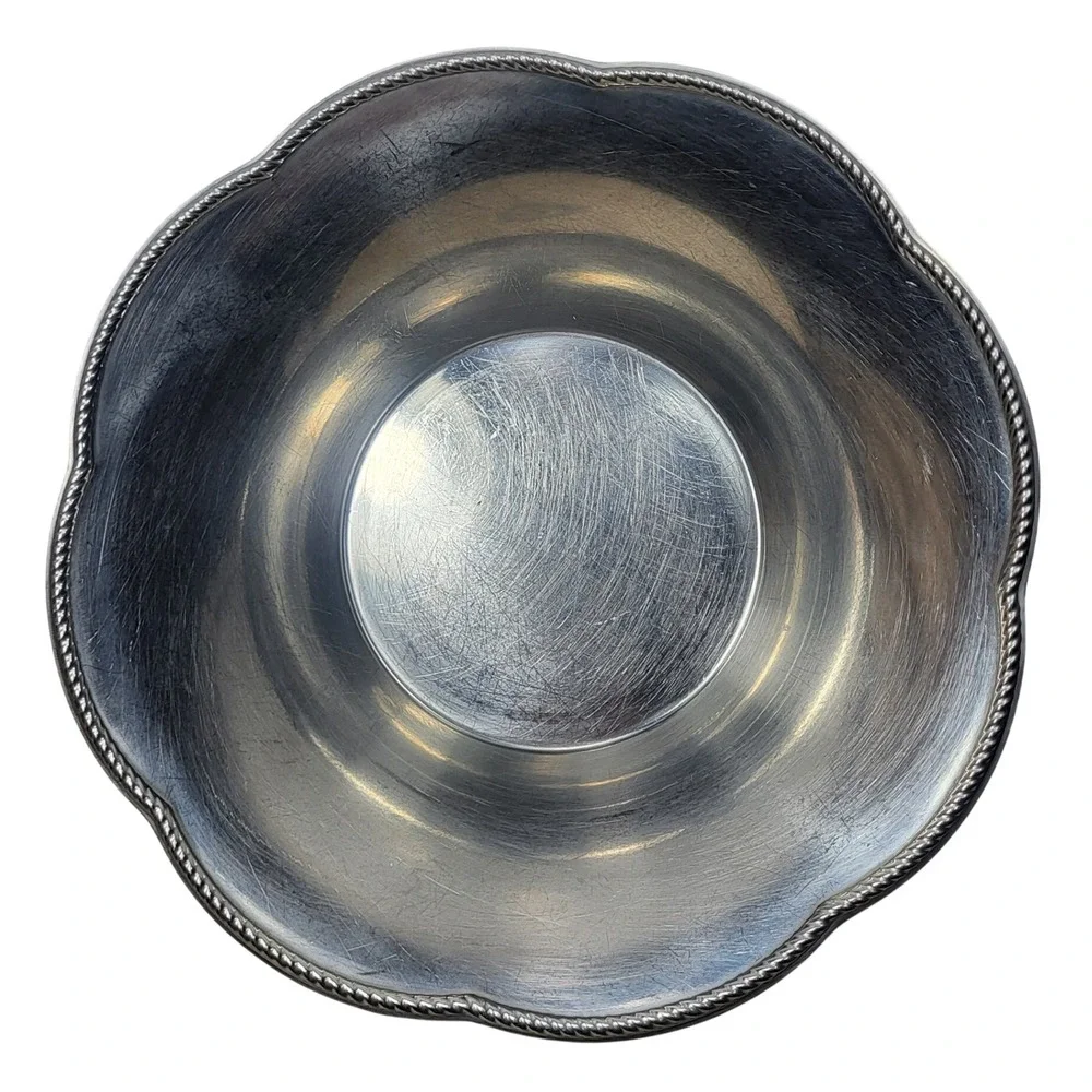 Alfra Alessi 18/10 Stainless Steel Scalloped Bowl Italy Rope Edge Vintage 8.25in